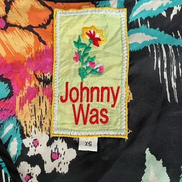 Johnny Was 100% Silk Floral Pullover Mumu Tunic Top Short Sleeve V-Neck Size XS - Picture 4 of 8